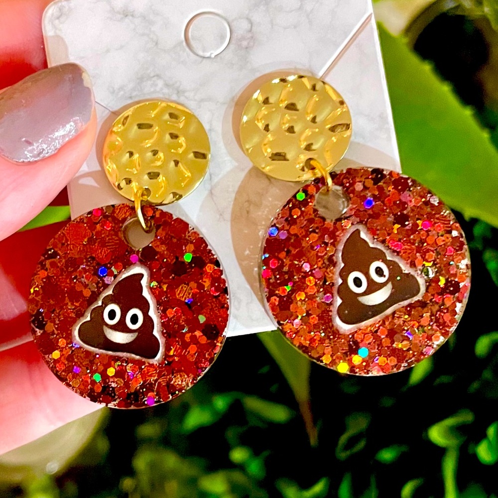Poop Emoji Acrylic Earrings